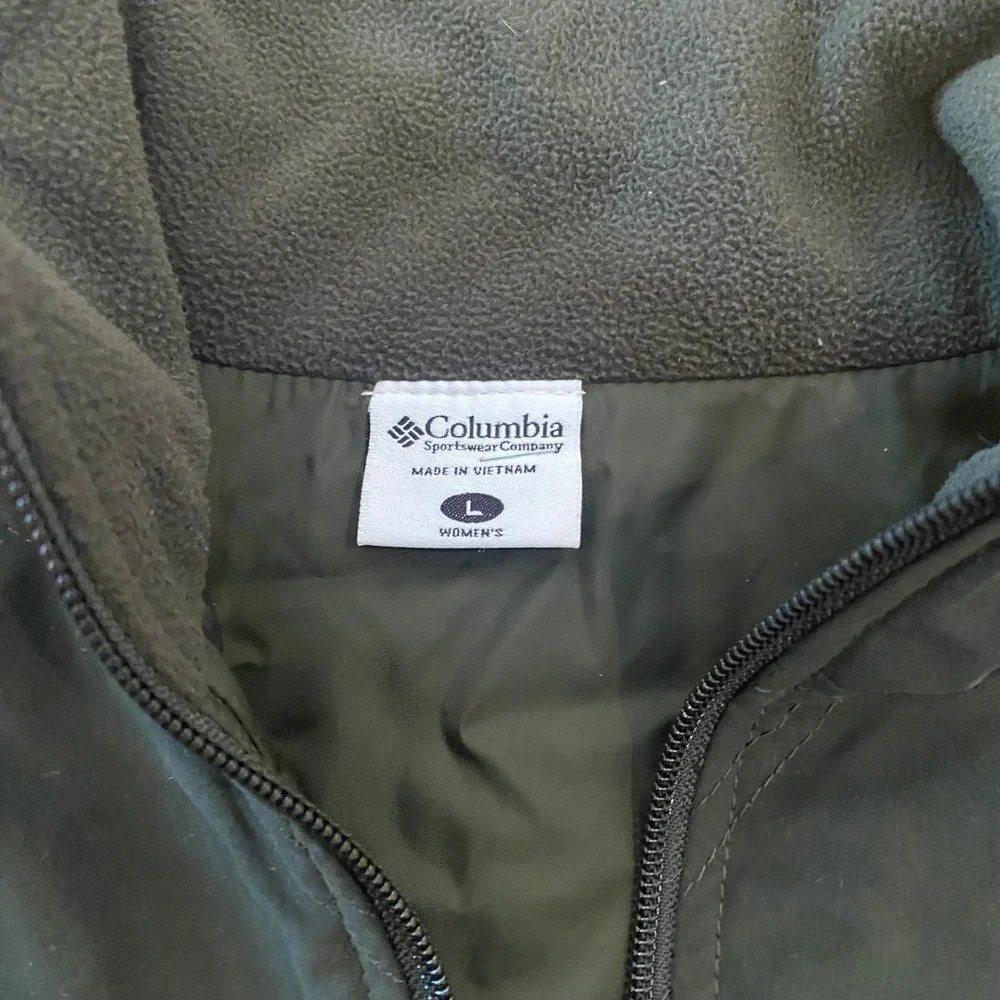 Columbia‎ Mens Full Zip Fleece Hybrid Vest Dark Green Mock Neck Large